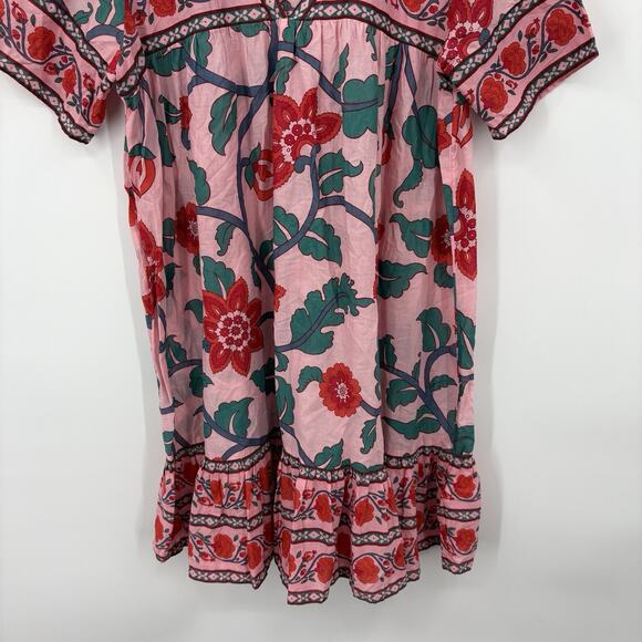 J Crew Tunic Dress Womens Medium Floral Block Print Resort Boho Organic Cotton - Picture 4 of 8